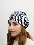 Шапка HAMMABURG арт. 8699903 LONG BEANIE REVERSIBLE JERSEY (белый / синий / серый)